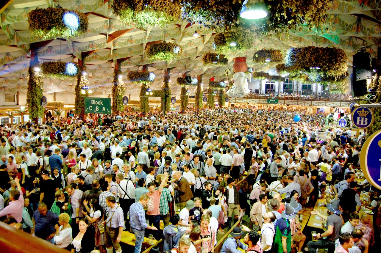 Crowd inside Oktoberfest Tent