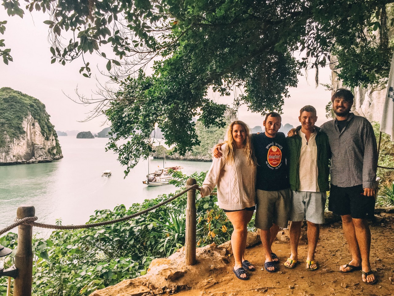 Exploring with friends in Halong Bay, Vietnam