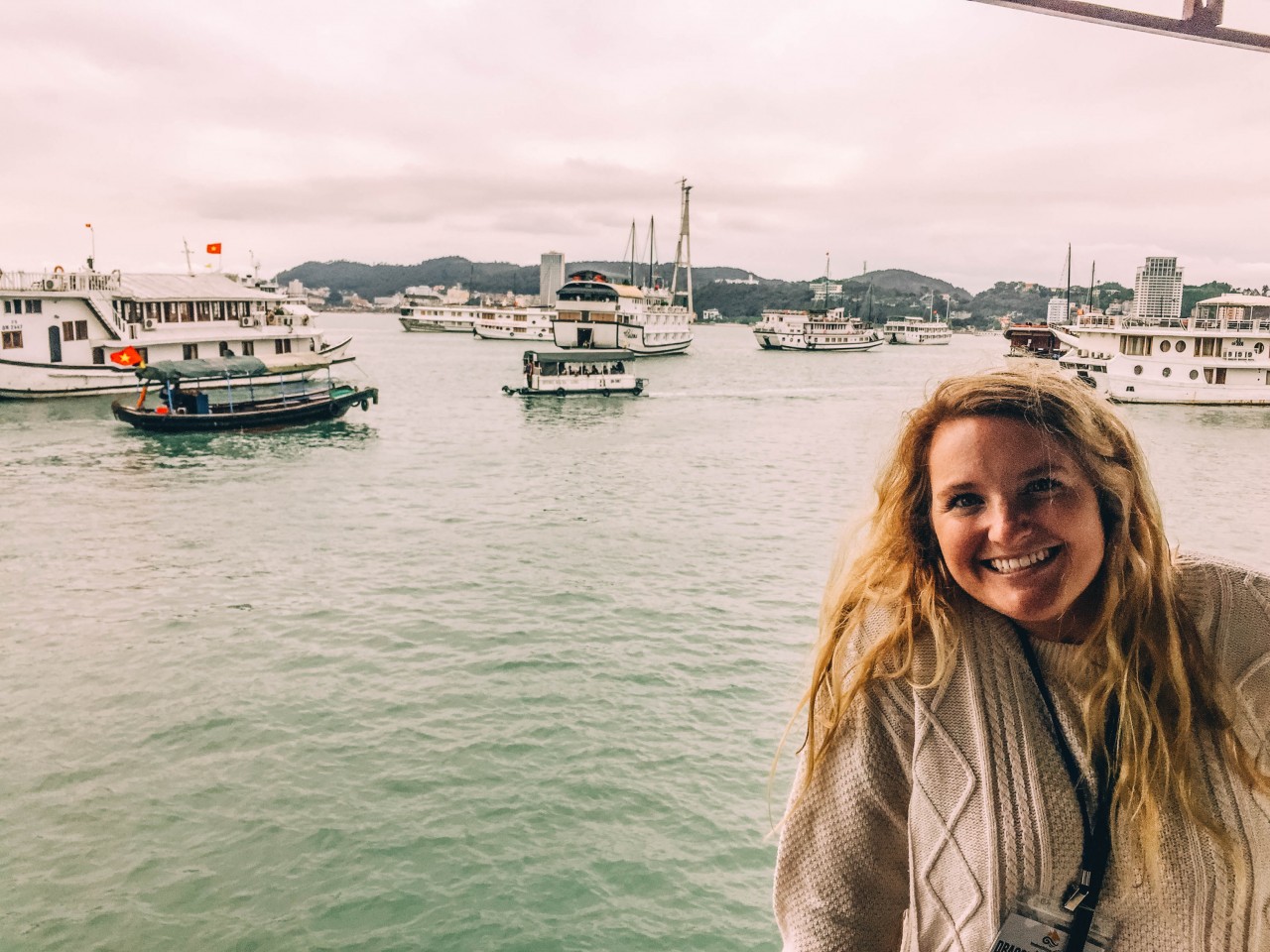 Happy girl in Halong Bay, Vietnam